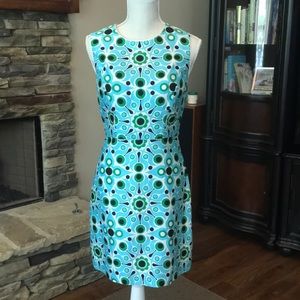 Kate Spade patterned blue green sleeveless dress